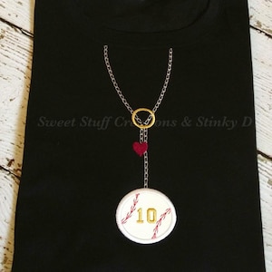 Baseball Drop Necklace Applique Design, machine embroidery design, embroidery design, baseball embroidery design, baseball applique