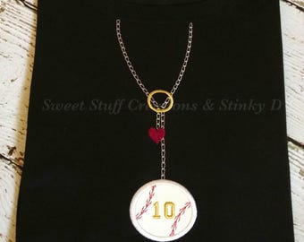 Baseball Drop Necklace Applique Design, machine embroidery design, embroidery design, baseball embroidery design, baseball applique