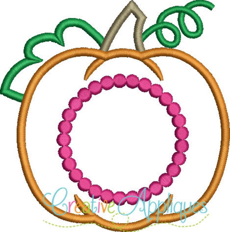 Pumpkin Monogram Beaded Applique Digital Machine Embroidery Etsy