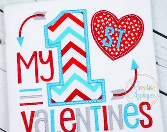 My 1st First Valentine's Digital Machine Embroidery Applique Design 4 Sizes, 1st valentine's day applique, 1st valentines day embroidery