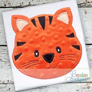 Tiger Face Digital Machine Embroidery Applique Design 4 Sizes, tiger applique, tiger embroidery, lion applique, lion embroidery, zoo