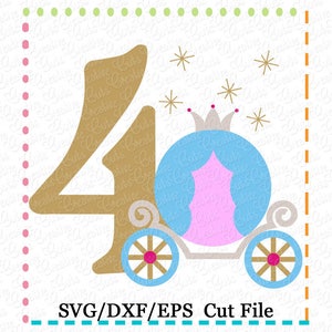4 4th Birthday Princess Carriage svg, carriage svg, princes svg, princess carriage cut file, cinderella svg, first birthday svg