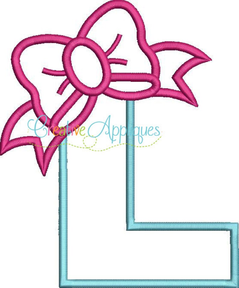 L Bow Alphabet Letter L Applique Machine Embroidery Design 4 Etsy
