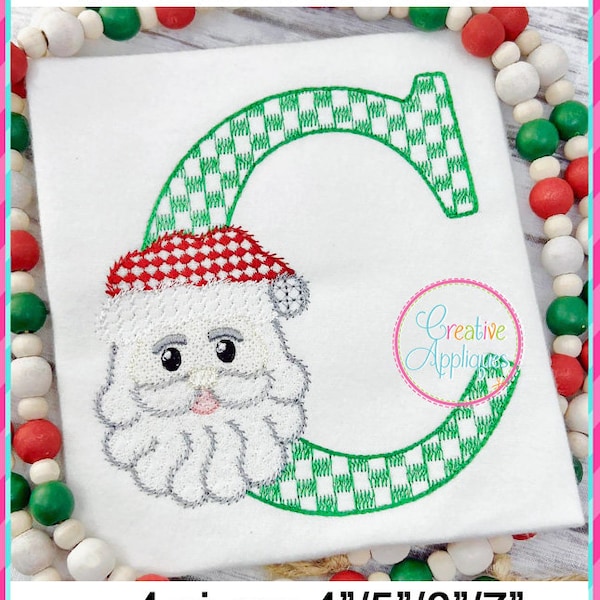 Santa Alphabet Embroidery Machine Design 4 Sizes, santa embroidery, santa letters embroidery, motif fill, embroidery letters