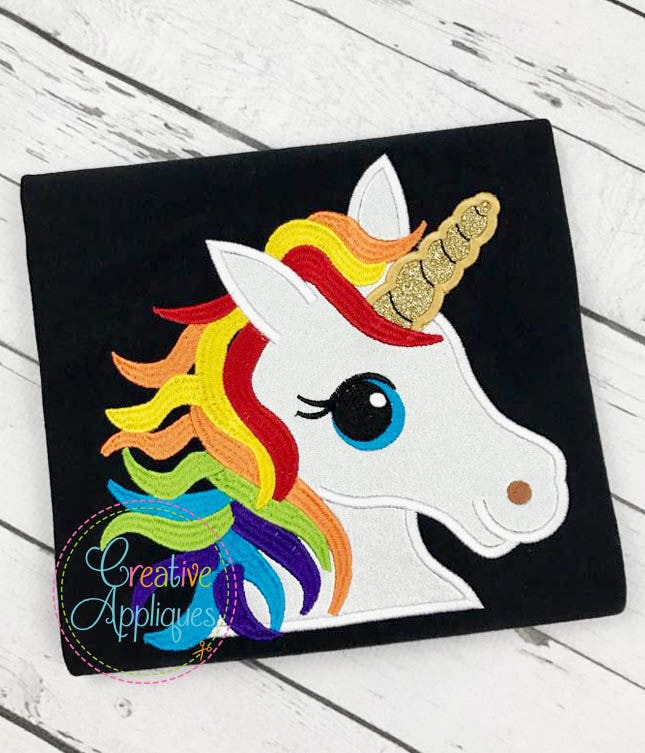 Rainbow Unicorn Digital Machine Embroidery Applique Design 4 sizes, r…