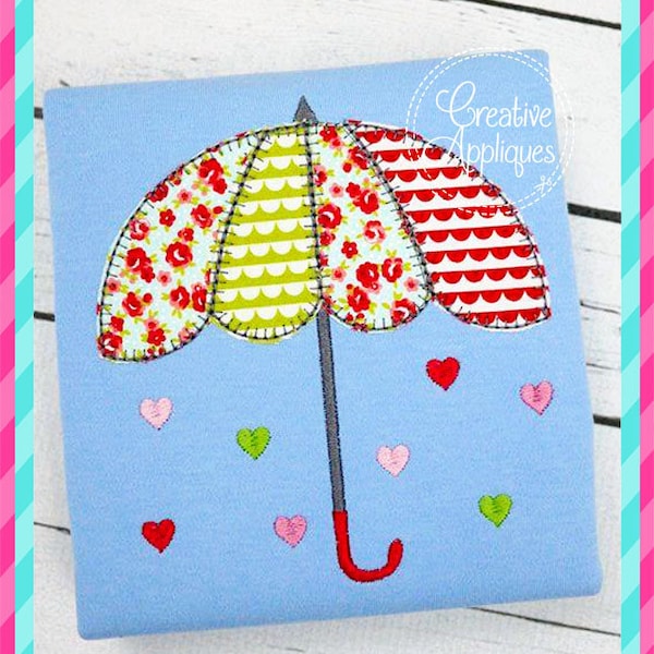 Umbrella Vintage Stitch Machine Embroidery Applique Design, umbrella applique, umbrella embroidery, spring applique