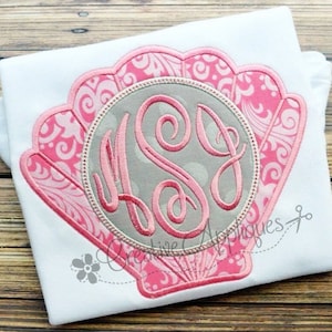 Seashell Monogram Digital Machine Embroidery Applique Design 4 SIZES!!! Master Circle