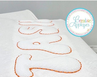 PRÄGLAD Groovy 3D Puff Foam Reverse Embroidery Font Maskinbroderidesign, puffigt skumbroderitypsnitt, skumbroderitypsnitt, storlek 7