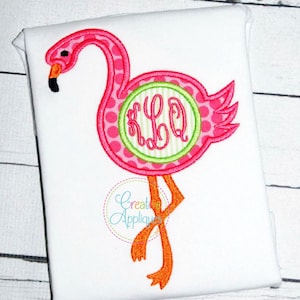 Flamingo  Monogram Digital Machine Embroidery Applique Design 4 sizes, flamingo embroidery, monogram flamingo, flamingo applique