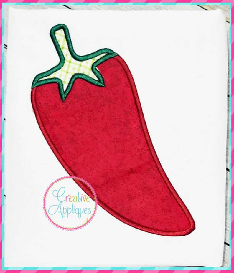 Chili Pepper Digital Machine Embroidery Applique Design 4 Etsy