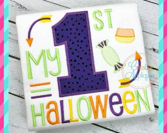 My 1st Halloween Digital Machine Embroidery Applique Design 4 Sizes, halloween embroidery, 1st halloween applique, first halloween applique