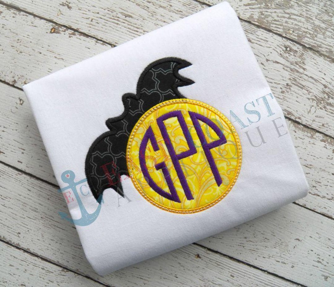 Bat Moon Monogram Applique Design, Bat Frame Applique Design, Machine ...