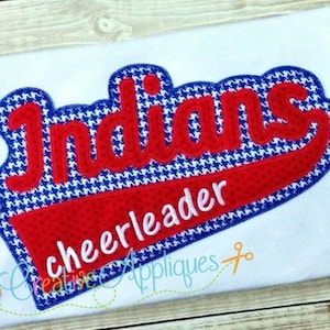 Indians Digital Machine Embroidery Applique Design 6 sizes, indians applique, indians mascot, indians word, indians name, indians team