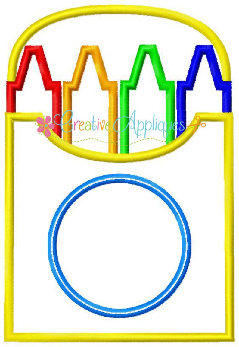 Crayon Box Monogram Digital Machine Embroidery Applique Design Etsy