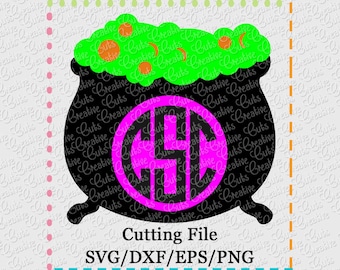 SVG EPS DXF Cauldron Monogram svg, witches cauldron svg, witch cauldron svg, witches brew svg, halloween svg, witches potion svg, monogram
