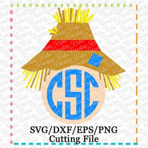 EXCLUSIVE SVG EPS dxf Scarecrow Monogram Cutting File, scarecrow cut file, scarecrow svg, fall svg autumn svg, scarecrow monogram cut file