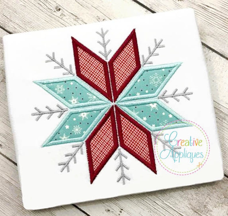 Snowflake Digital Machine Embroidery Applique Design 4 Sizes Etsy