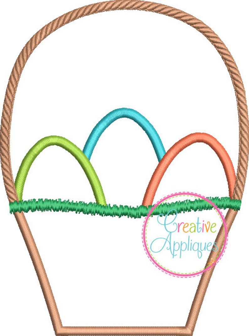 Easter Eggs Basket Machine Embroidery Applique Design, Basket Applique ...