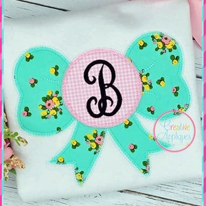 Zigzag Stitch Bow Monogram Machine Embroidery Applique Design 5 SIZES!!!, monogram bow applique, bow applique design