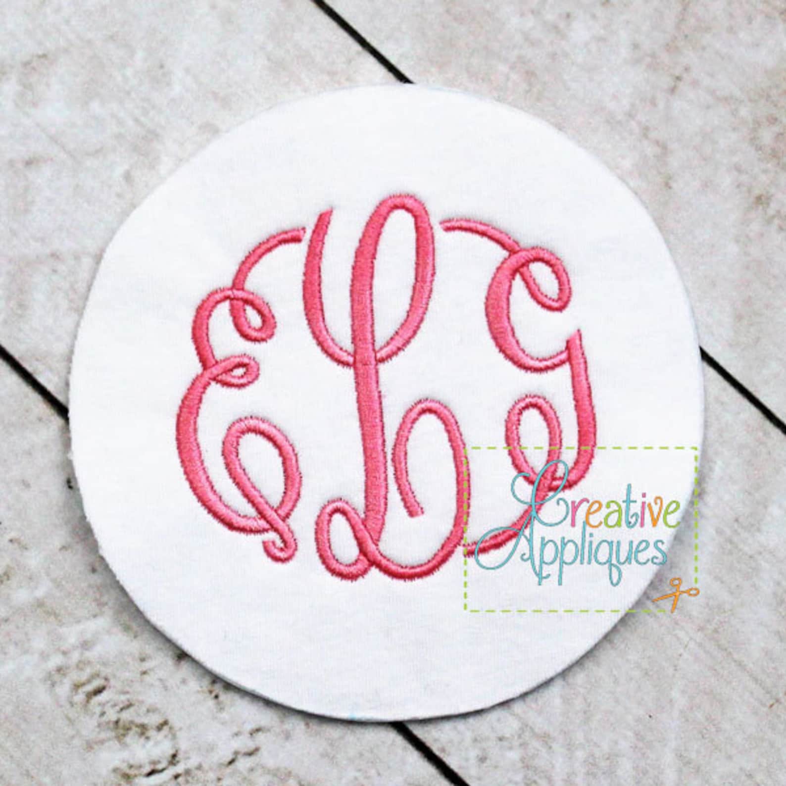 6 SIZES Elegant Master Circle Embroidery Monogram Alphabet Etsy