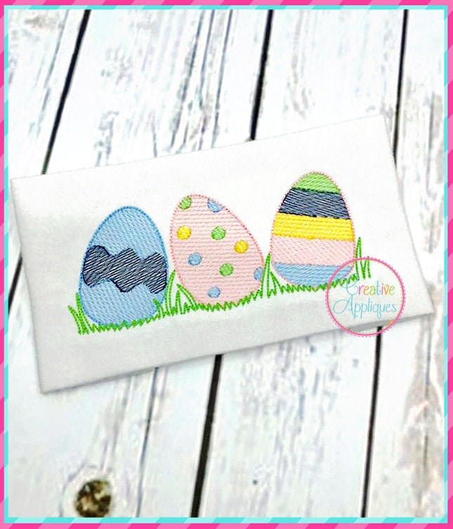 Sketch Stitch Easter Eggs Digital Machine Embroidery Design 5 Sizes ...