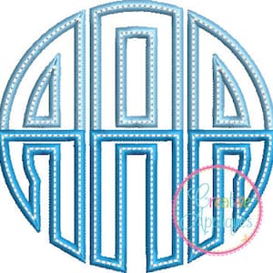 Split 3 Letter Circle Applique Monogram Embroidery Alphabet Font Digital Machine Embroidery, circle monogram font, split circle monogram