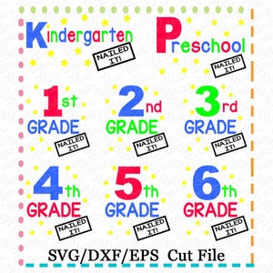 EXKLUSIVE Promotion Grade nagelte ihn Svg-Datei schneiden, 1. 2. 3. 4. 5. 6. Kindergarten Vorschule nagelte ihn Svg-Datei schneiden, Graduierung