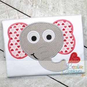 Elefant Liebe Valentine Herz Digital Maschine Stickerei Applique 4 Baugrößen