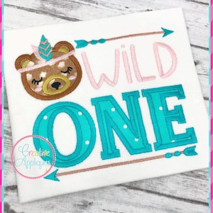 Wild One Embroidery Digital Machine Embroidery Design 4 Sizes, first birthday embroidery, 1st birthday embroidery, tribal. boho birthday