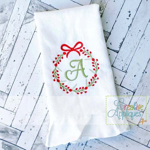 Berry Wreath alfabeto digitale macchina ricamo Design 4 taglie, corona di ricamo, ricamo bacca christmas wreath