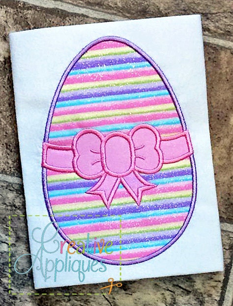 Easter Egg Bow Applique Machine Embroidery Design 4 Sizes - Etsy