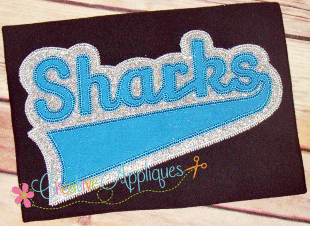 Sharks Applique Digital Machine Embroidery Design 6 Sizes, Sharks