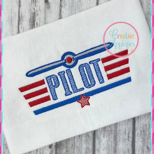 Sketch Stitch Pilot Digital Machine Embroidery Design 4 sizes, sketch embroidery, pilot embroidery