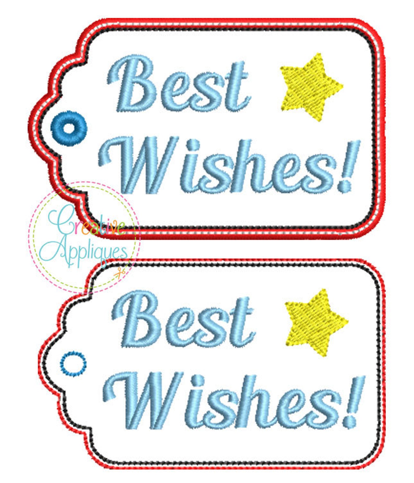Best Wishes Gift Tag Label in the Hoop Applique Machine Etsy