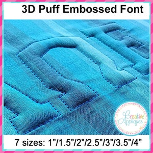6 SIZES! EMBOSSED 3D Puffy Foam Embroidery Font Machine Embroidery design,  puffy foam embroidery font, foam embroidery font