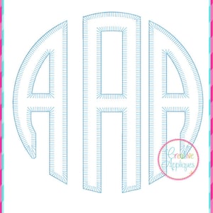 JUMBO LARGE 8&quot; to 12&quot;, 5 Sizes Blanket Stitch Natural Circle Applique Embroidery Alphabet Font Digital Machine Embroidery, A to Z