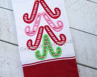 Candy Cane Christmas Tree Applique Machine Embroidery Design 4 Sizes, candy cane applique, applique candy cane, candy cane embroidery