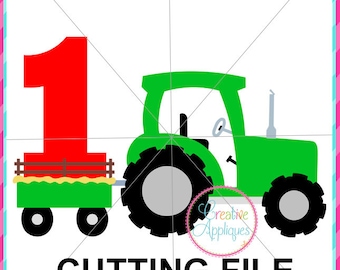 1 Birthday Tractor SVG, tractor svg, tractor cut file, tractor number 1 svg, tractor svg cut file,  first birthday number tractor svg