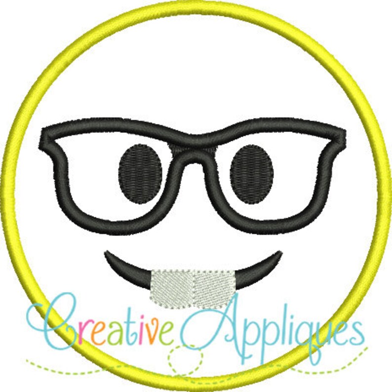 Emoji Nerd Glasses Machine Embroidery Applique Design 4 Sizes Etsy