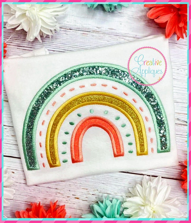 Rainbow Machine Embroidery Applique Design 4 SIZES, Rainbow Applique ...