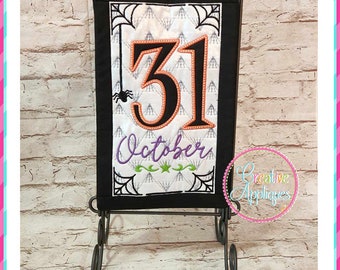 31 October Halloween Mini Quilted Hanging 7 x 11 In the Hoop Machine Embroidery Design, quilted hanging, mini quilt, in the hoop quilt