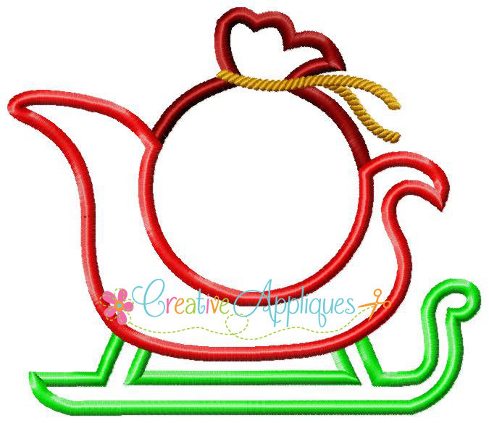 Santa's Sleigh Monogram Applique Digital Machine Embroidery Design 4 ...