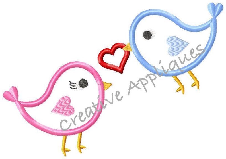 Aves de amor de San Valentín con corazón digital de la