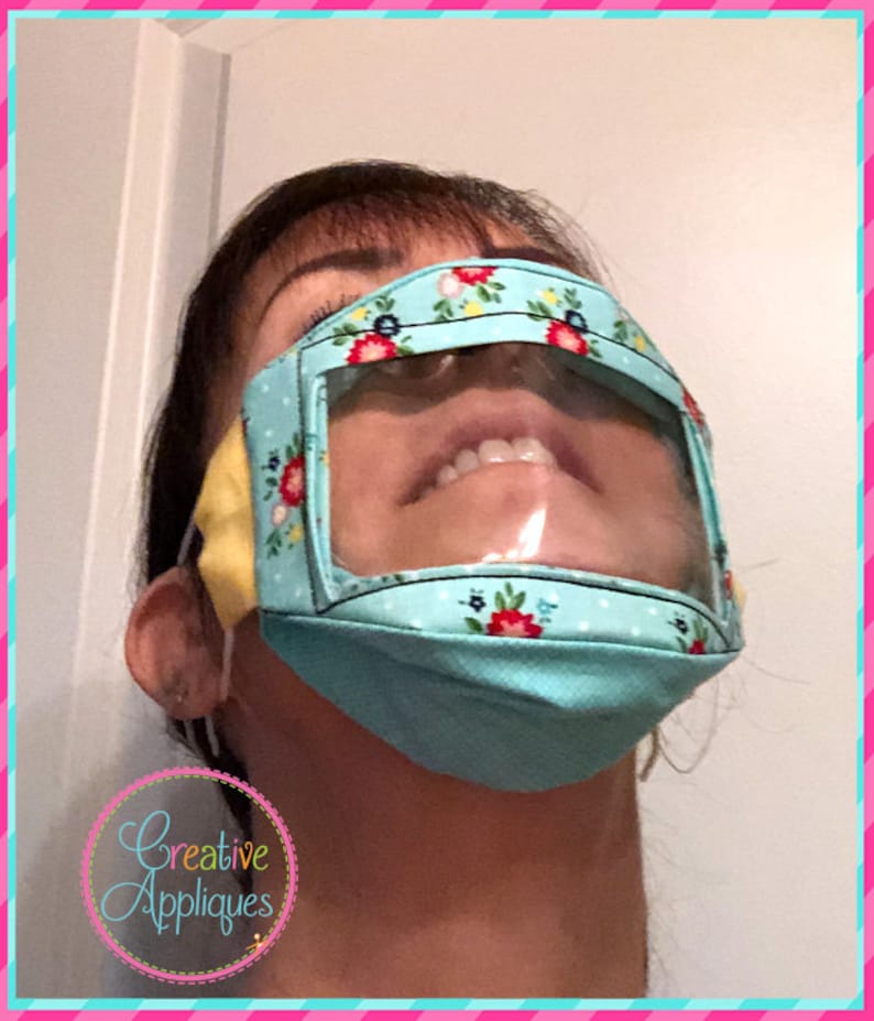 4 SIZES! in the Hoop Clear Window Face Mask Digital Machine Embroidery ...