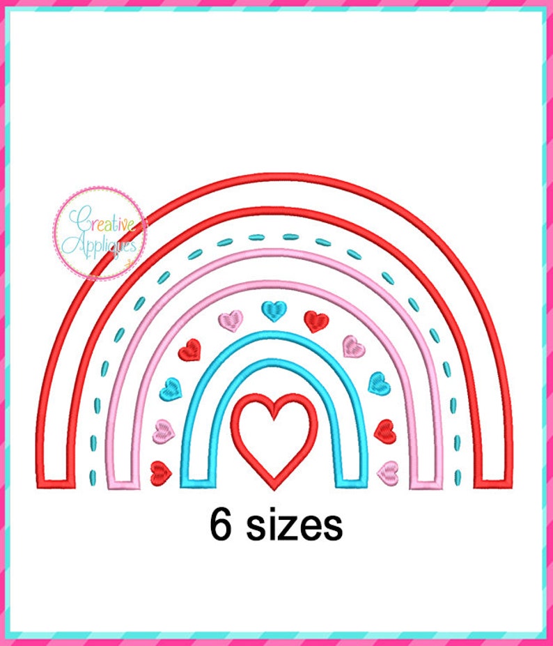 Heart Rainbow Machine Embroidery Applique Design 6 SIZES, Rainbow ...