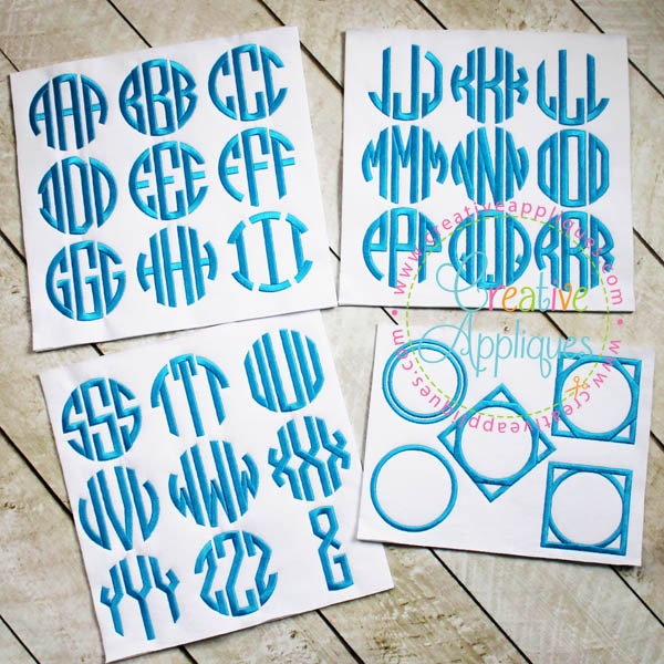 5 Sizes BX Natural Circle Embroidery Monogram Alphabet Font + 6 frames Digital Machine Embroidery, circle embroidery font, monogram font