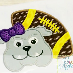 Chica fútbol apliques Digital bordado diseño 4 tamaños de máquina, georgia bulldogs, apliques de fútbol, apliques de bulldog, bulldogs de Bulldogs