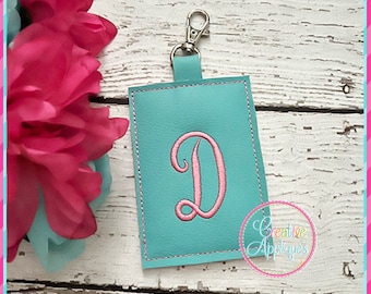 Script Alphabet Letters ID Badge Holder In the Hoop Machine Embroidery Design, 4x4 hoop, identification holder, badge lanyard,