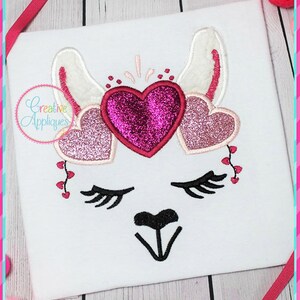 Valentine Llama Face Crown Digital Machine Embroidery Applique Design 4 SIZES, llama applique, llama embroidery, llama applique,