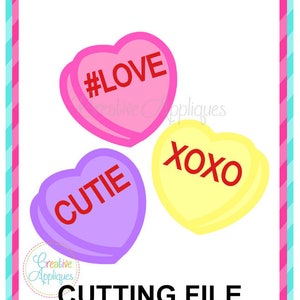 Valentine Candy Hearts SVG Archivo de corte, archivo de corte xoxo, cutie svg, Valentine caramelo corazones cortar archivo